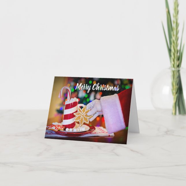 Cute Merry Christmas Santa Claus Holiday Card (Front)