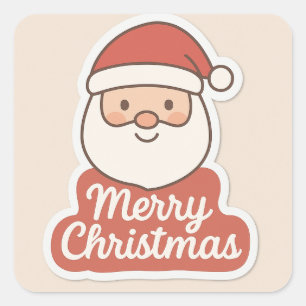Cute Merry Christmas Santa Face Sticker