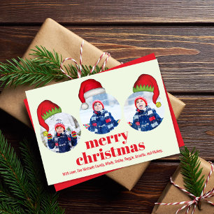 Cute Merry Christmas Santa Photo Collage Holiday Card
