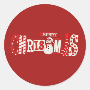 Cute Merry Christmas Snowman  Classic Round Sticker