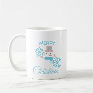 Cute Merry Christmas Snowman Snowflakes Character  Coffee Mug