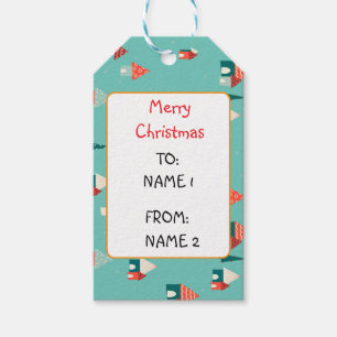 Cute Merry Christmas town Gift Tags