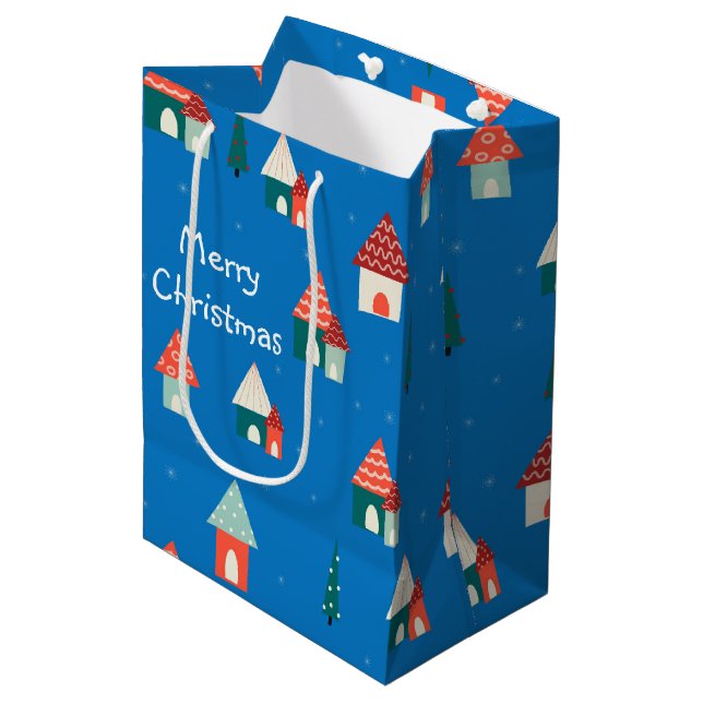 Cute Merry Christmas town  Medium Gift Bag (Front Angled)