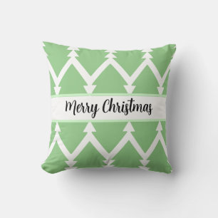 Cute Merry Christmas Tree Design Light Green` Throw Pillow