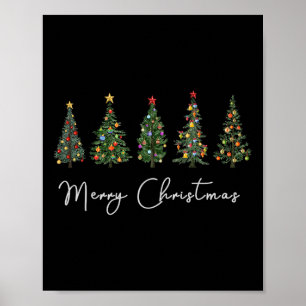 Cute Merry Christmas Tree Fun  Women Matching Fami Poster
