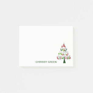 Cute Merry Christmas Tree Holiday Custom Red Green Post-it Notes