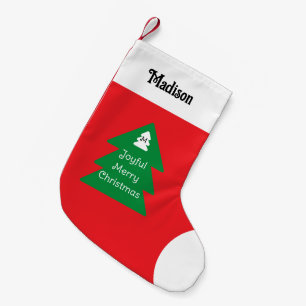 Cute Merry Christmas Tree with Greeting Red Small Christmas Stocking
