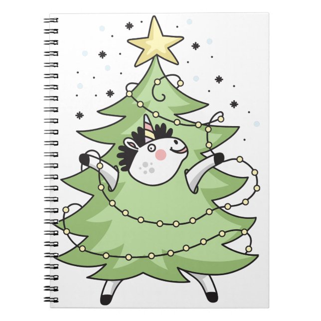 Cute Merry Christmas unicorn Notebook (Front)
