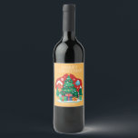 Cute Merry Christmas Wine Label<br><div class="desc">Create personalized Christmas holiday wine bottle labels featuring "Merry Christmas" and your name in chic lettering,  around a fun Christmas scene. Great for your holiday gift giving.</div>