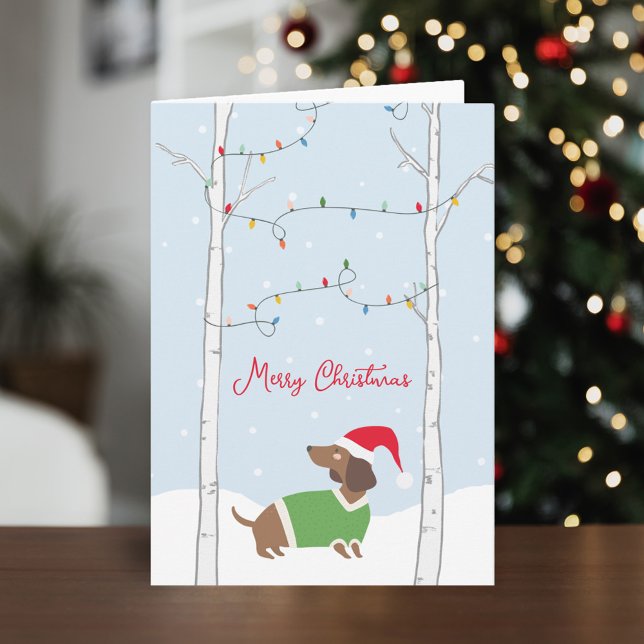 Cute Merry Christmas Winter Dachshund Holiday Card (Creator Uploaded)