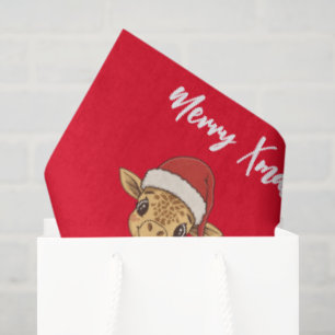Cute merry giraffe Christmas tree zoo safari Xmas  Tissue Paper