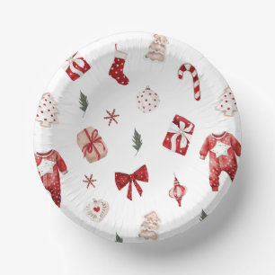 Cute Merry Little Red Winter Christmas Baby Shower Paper Plate