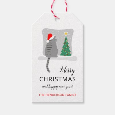 Cute Merry Meowy Christmas Tree Cat Snow 