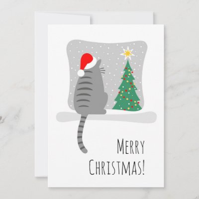 Cute Merry Meowy Christmas Tree Cat Snow