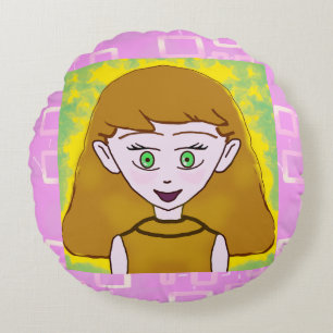 Cute Merry Pink Bowtie Teddy Bear Round Pillow