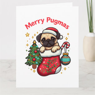 Cute "Merry Plugmas" Christmas Pug Card