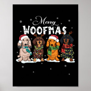 Cute Merry Woofmas Dachshund Christmas Dog Reindee Poster