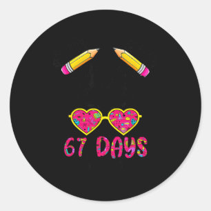 Cute Messy Bun 67 Days Smarter 67 Kids 67 Days Of  Classic Round Sticker