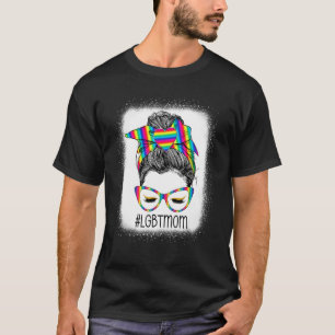 Cute Messy Bun Lgbt Mom Lesbian Happy Mothers Day T-Shirt