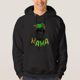 Cute Messy Bun Plaid St Patrick's Day One Lucky Ma Hoodie