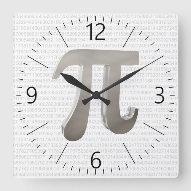 Cute metal pi character square wall clock (Front)