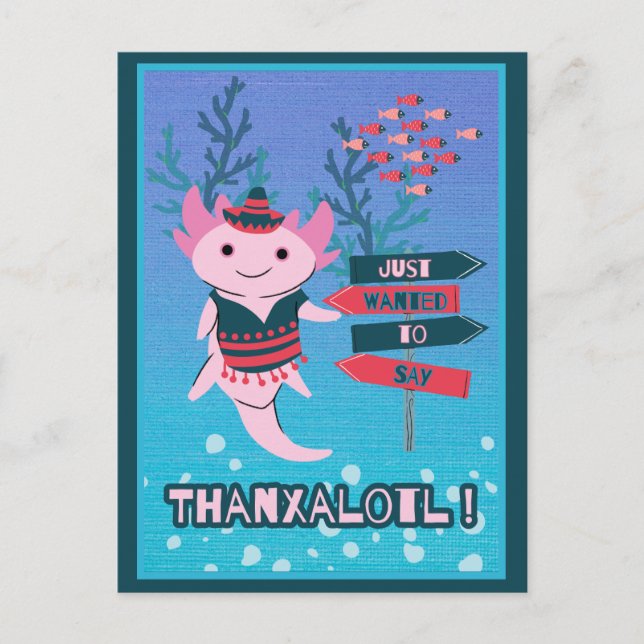 Cute Mexican Axolotl Thank You Card (Front)