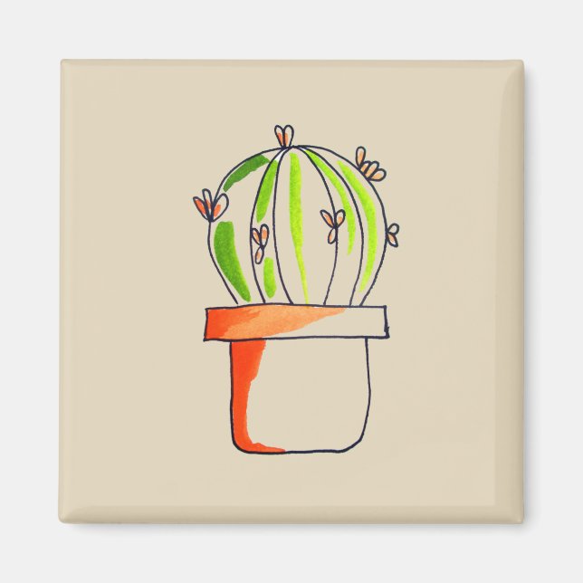 Cute Mexican cactus desert art Magnet (Front)
