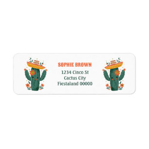 Cute Mexican Cactus with Flowers Return Address