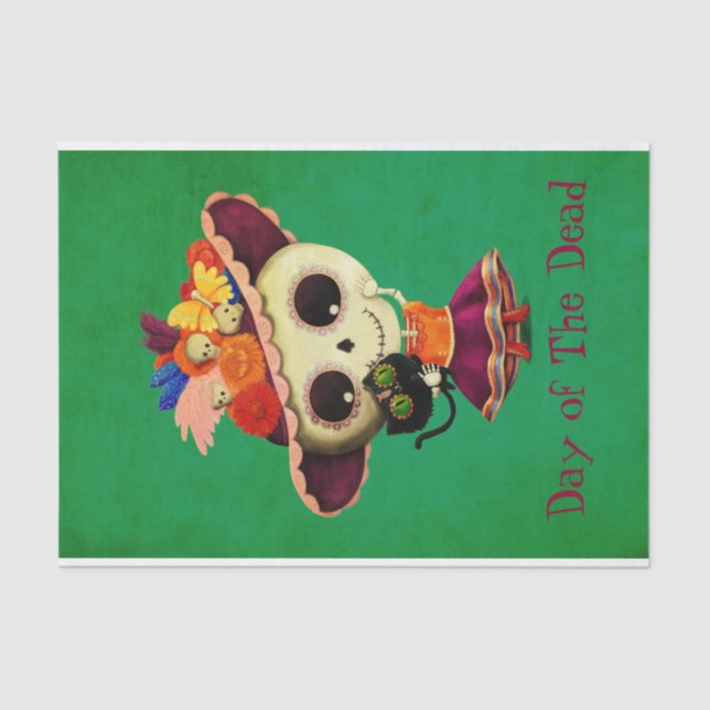 Cute Mexican Day of The Dead Girl Tissue Paper (Front)