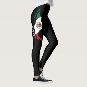 Cute Mexican flag Mexico Modern stretch stripe Leggings