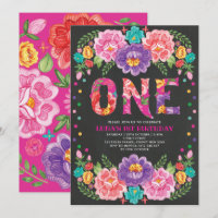 Cute Mexican Floral Fiesta 1st Birthday Chalkboard