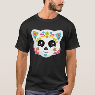 Cute Mexican Halloween Cat Sugar Skull Cat T-Shirt
