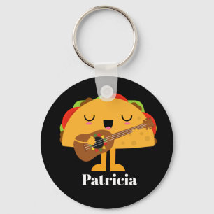 Cute Mexican singing taco add name Keychain