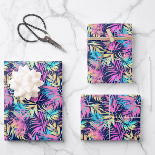 Cute Miami style tiled leaf pattern Wrapping Paper Sheet