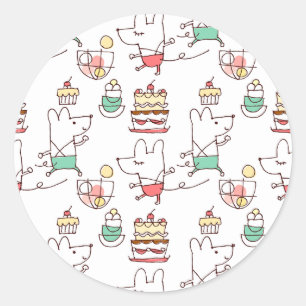 Cute Mice Bakery Chef Drawing Classic Round Sticker