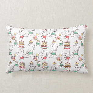 Cute Mice Bakery Chef Drawing Lumbar Pillow