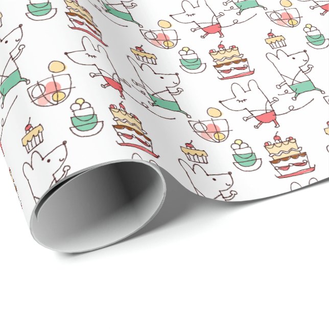 Cute Mice Bakery Chef Drawing Wrapping Paper (Roll Corner)