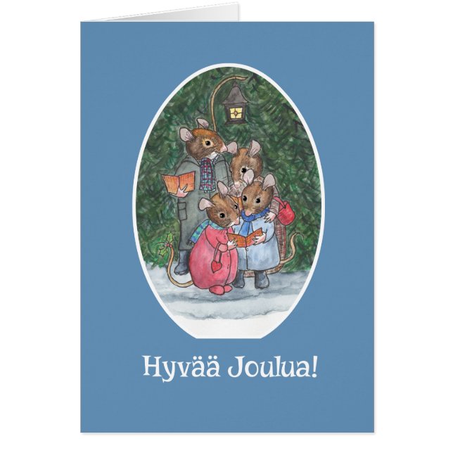Cute Mice Carol Singers Finnish Greeting (Front)