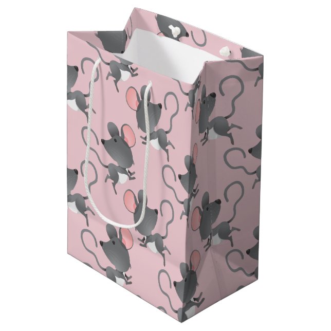 Cute Mice Cartoon Illustration Medium Gift Bag (Front Angled)