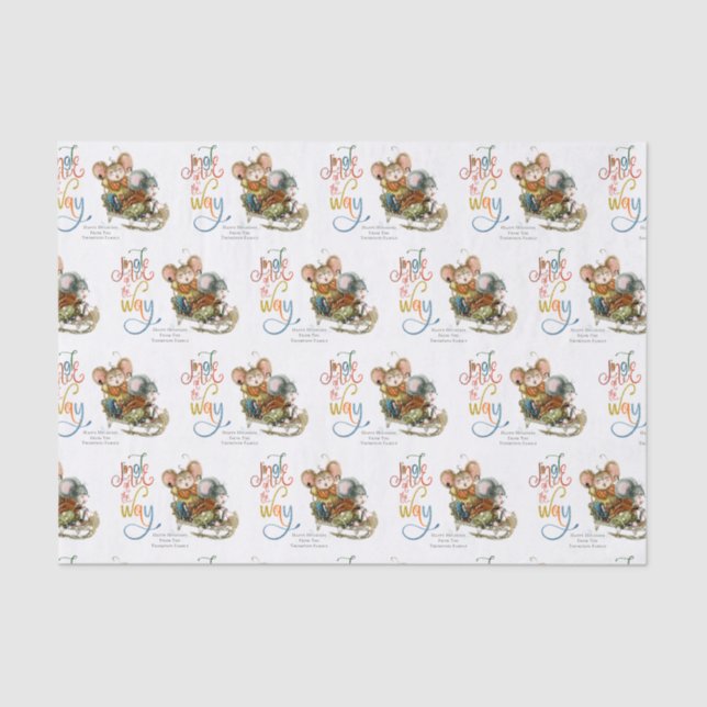Cute Mice Jingle All The Way Glitter Name Tissue Paper (Front)