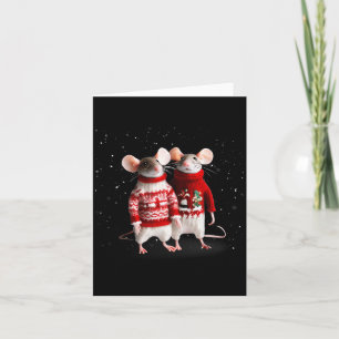 Cute Mice On A Snowy Picture Day In Christmas Swea Card