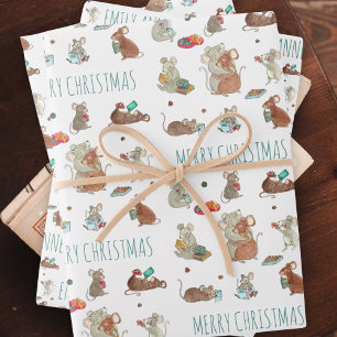 Cute Mice Reading Books Jolabokaflod Tissue Paper