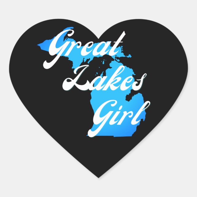 Cute Michigan Great Lakes Girl Heart Sticker (Front)