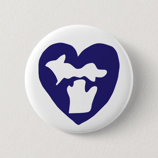 Cute Michigan Pride Heart 2 Inch Round Button (Front)