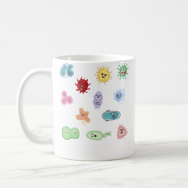 Cute Microbes Bacteria Virus Ecoli Microbiology Se Coffee Mug (Left)