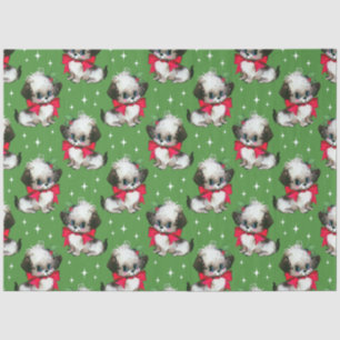 Cute Mid Century Retro Christmas Dog Tissue Paper