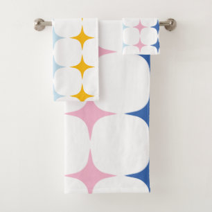 Cute Mid Mod Stars Motif Minimaliste rose Jaune