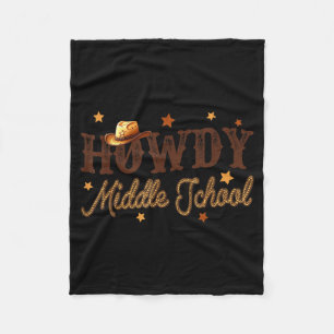 Cute Middle School Teacher Rodeo Western Howdy Mid Fleece Blanket