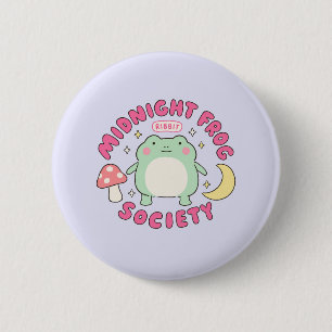 Cute Midnight Frog Society Kawaii Pastel Mushroom 2 Inch Round Button