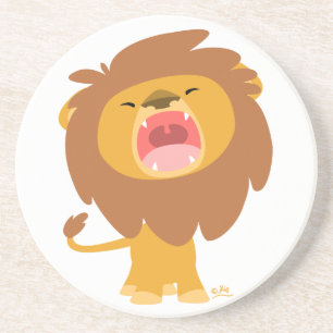 Cute Mighty Roaring Lion Cartoon Coaster